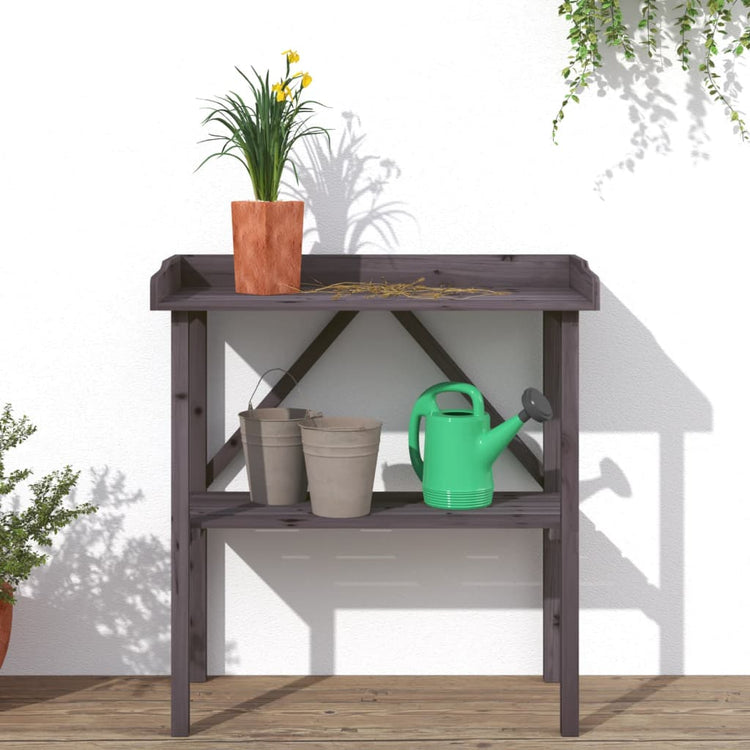 Vidaxx table à plantes avec étagère 78x38x82,5 cm bois de pin gris