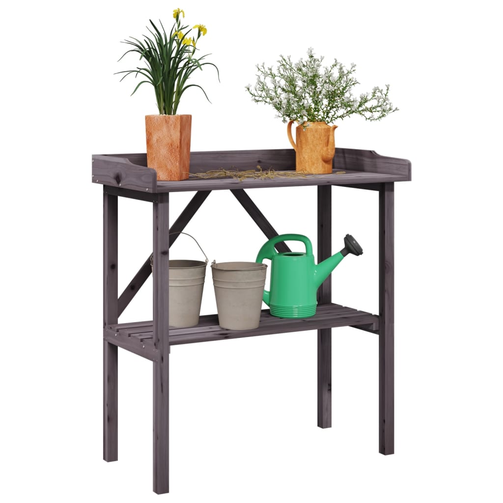 Vidaxx table à plantes avec étagère 78x38x82,5 cm bois de pin gris