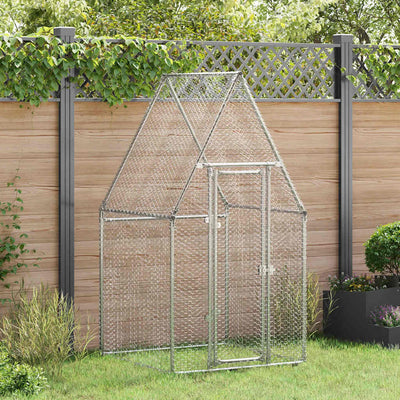 Vidaxl Poulet Coop 100x100x190 cm en acier galvanisé de couleur argentée