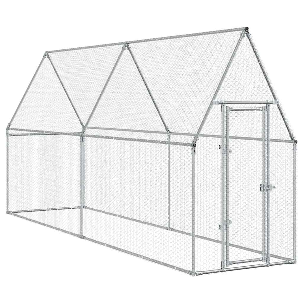 Vidaxl Poulet Coop 400x100x190 cm en acier galvanisé de couleur argentée