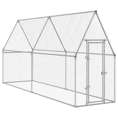 Vidaxl Poulet Coop 400x100x190 cm en acier galvanisé de couleur argentée