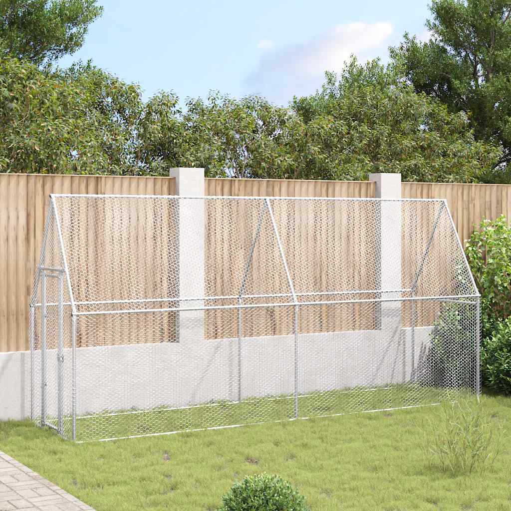 Vidaxl Poulet Coop 400x100x190 cm en acier galvanisé de couleur argentée