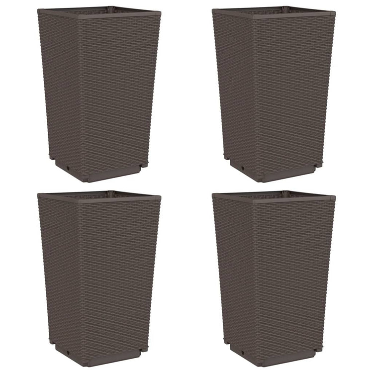 Planteurs Vidaxl 4 ST 32.5x32.5x57 cm Brown en polypropène