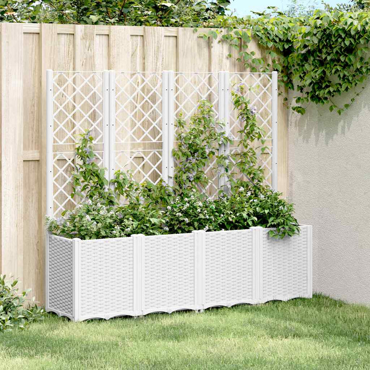 Planteur vidaxl avec slat 160x40x140 cm en polypropène blanc