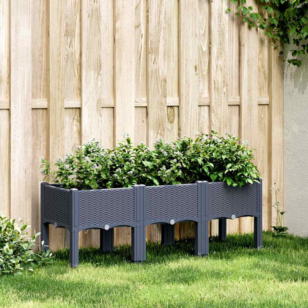 Boîte de planification Vidaxl avec des jambes 120x40x42 cm Gray en polypropène
