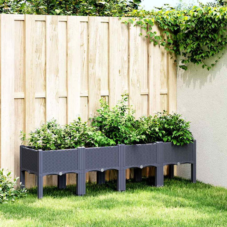 Jardinière Vidaxl avec des jambes 160x40x42 cm Gray en polypropène