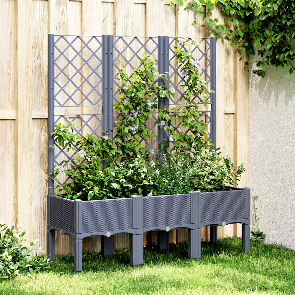 Planteur Vidaxl avec scolarisé 120x40x142 cm Gray en polypropène
