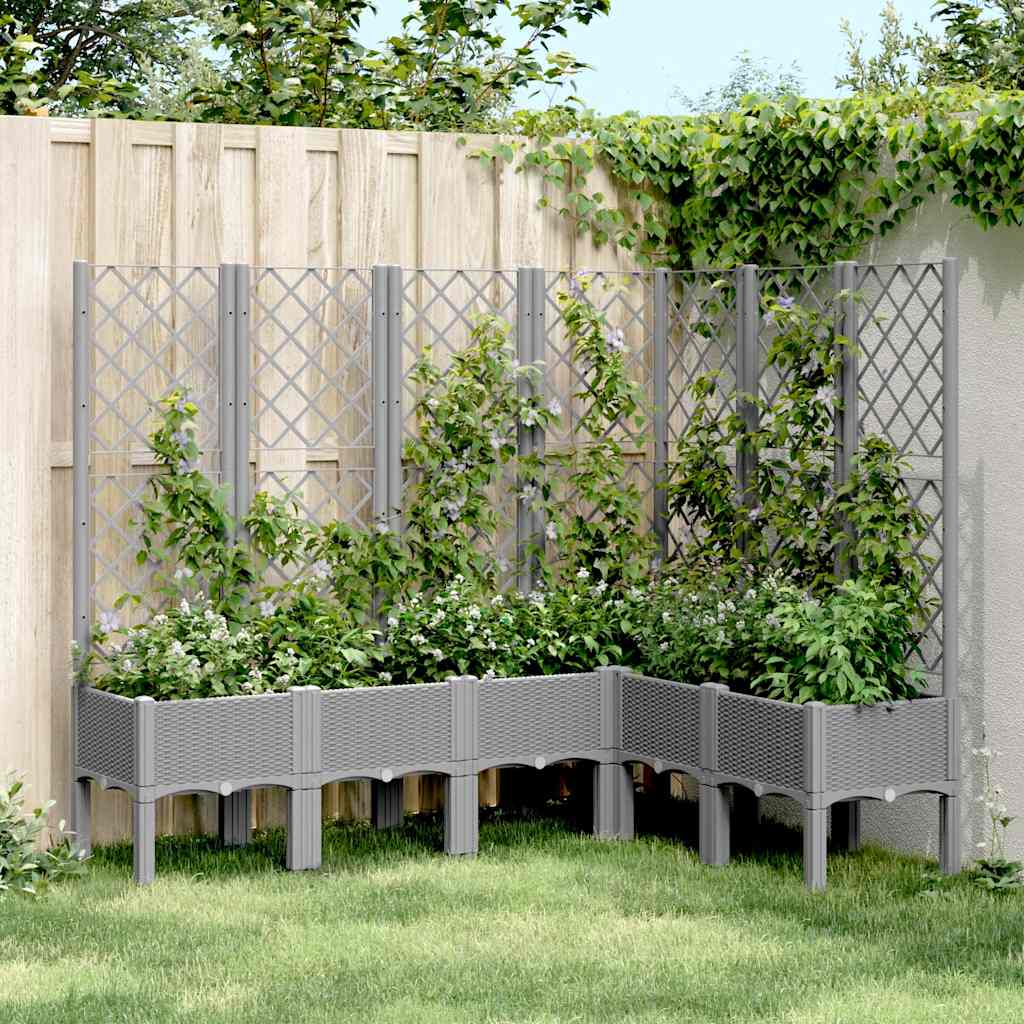 Planteur Vidaxl avec talons 160x120x142 cm en polypropène gris clair