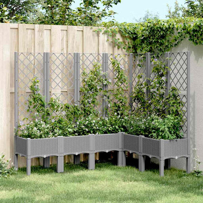 Planteur Vidaxl avec talons 160x120x142 cm en polypropène gris clair