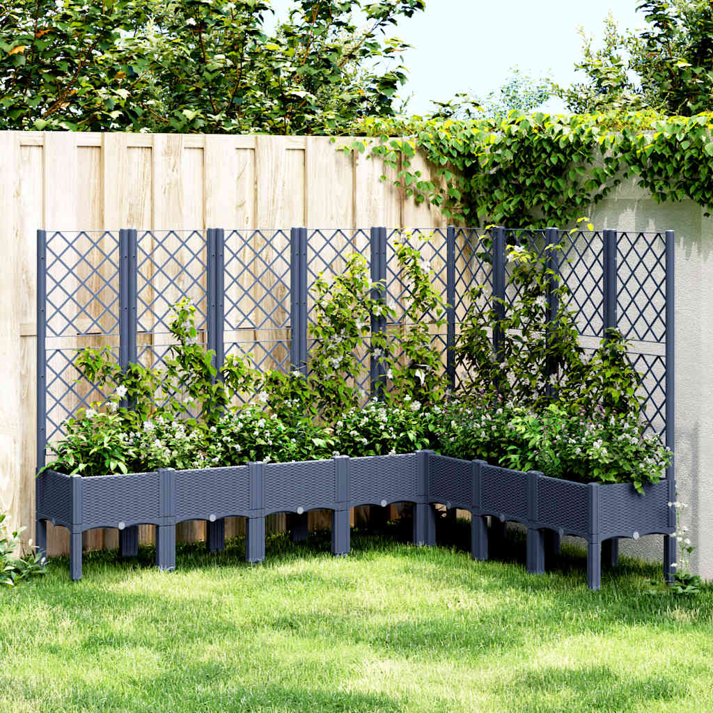 Jardinière Vidaxl avec scolarisé 200x160x142 cm Gray en polypropène