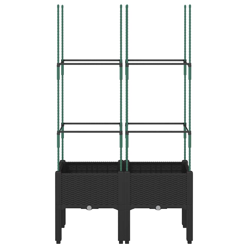 Jardinière Vidaxl avec latwerk 80x40x142.5 cm Black en polypropène