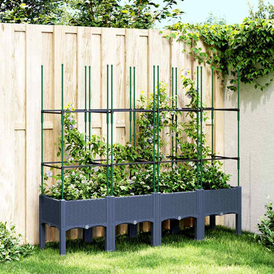 Jardinière Vidaxl avec latwerk 160x40x142.5 cm Gris polypropène