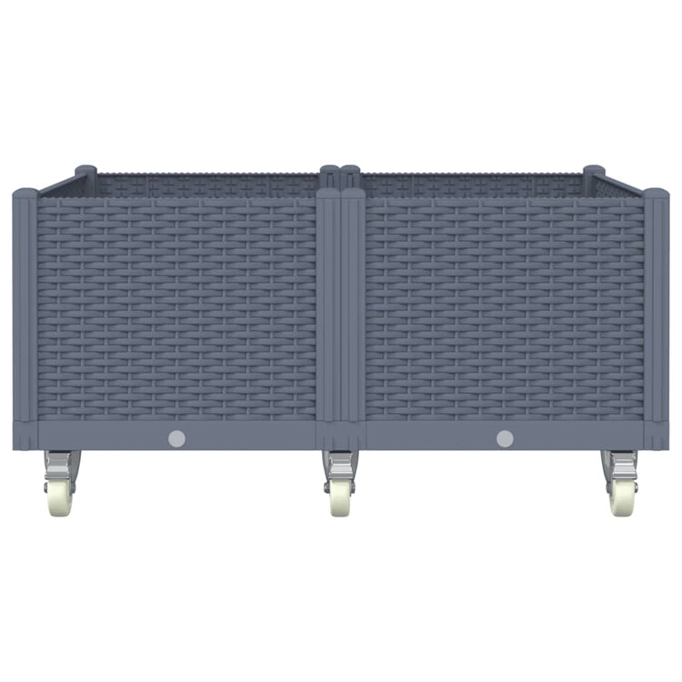 Jardinière Vidaxl avec roues 100x80x54 cm Gray en polypropène