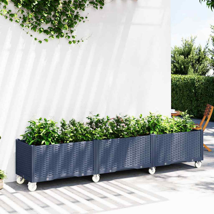Vidaxx jardinière à roulettes 240x50x54 cm polypropylène bleu-gris