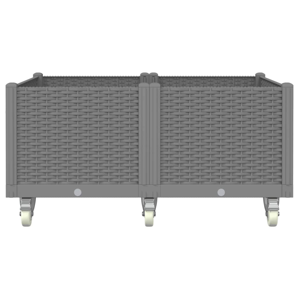 Planteur Vidaxl avec roues 100x80x54 cm en polypropène gris clair