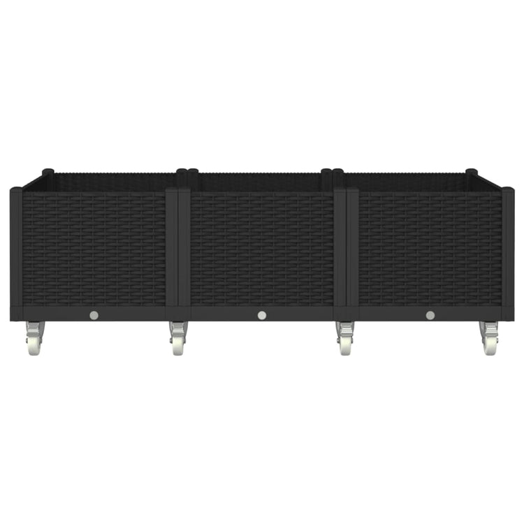 Jardinière vidaxl avec roues 150x80x54 cm en polypropène noir