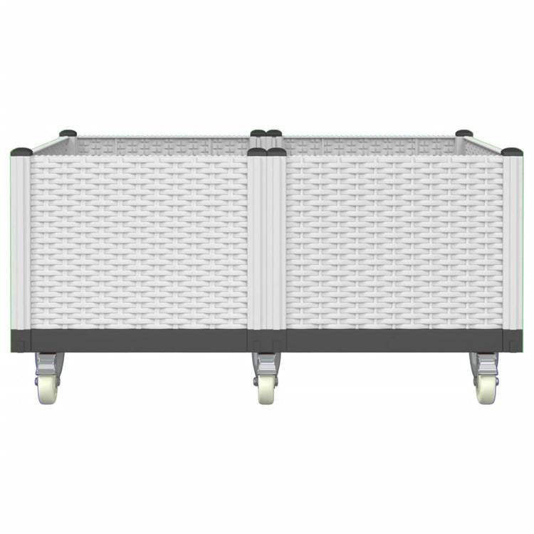 Planteur vidaxl avec roues 100x80x54 cm en polypropène blanc