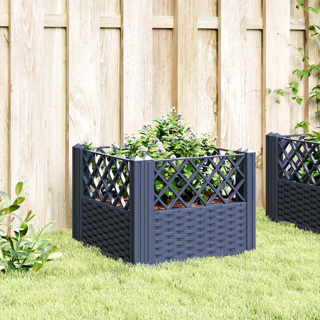 Jardinière Vidaxl avec broches 43.5x43.5x43,5 cm Gray en polypropène
