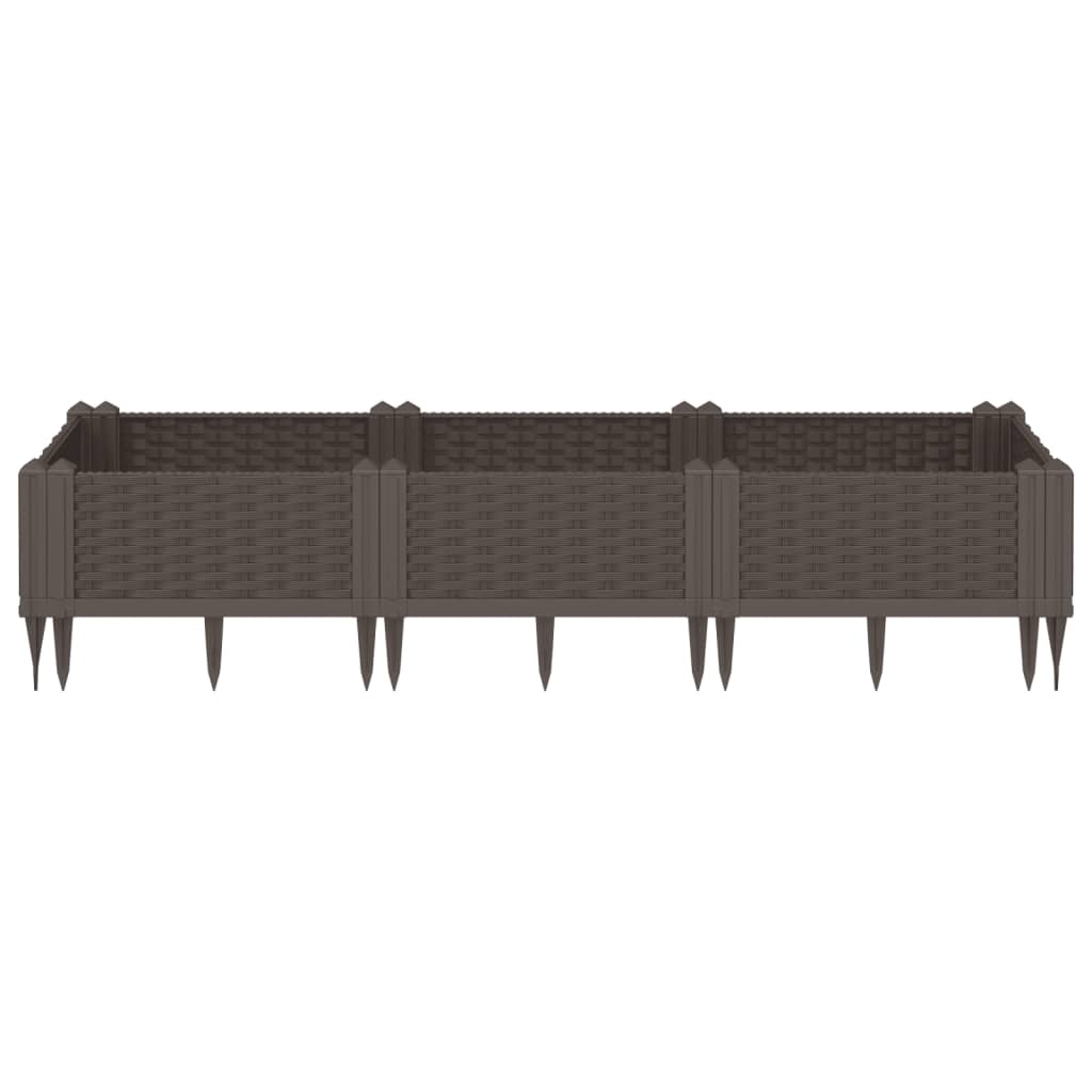 Boîte de planification Vidaxl avec broches 125x40x28,5 cm Brun polypropène