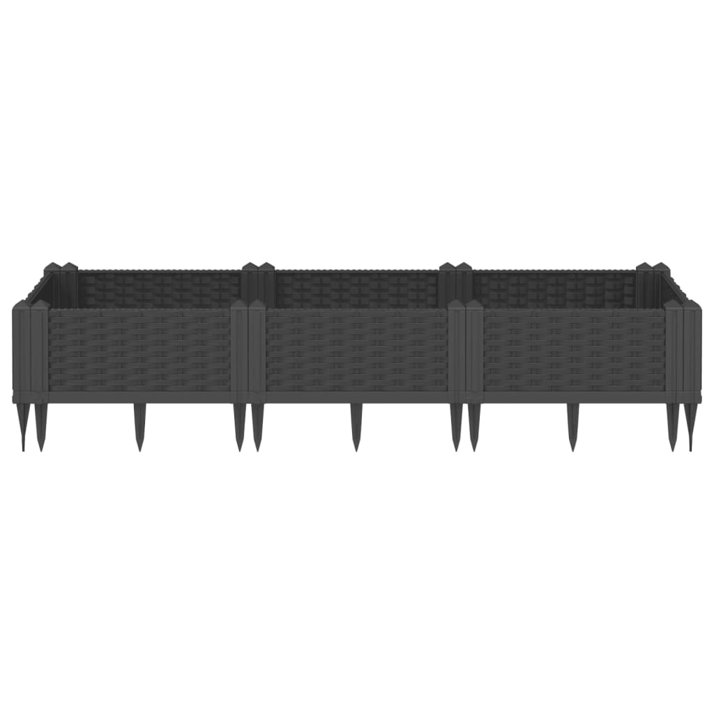 Boîte de planification Vidaxl avec broches 125x40x28,5 cm Black en polypropène
