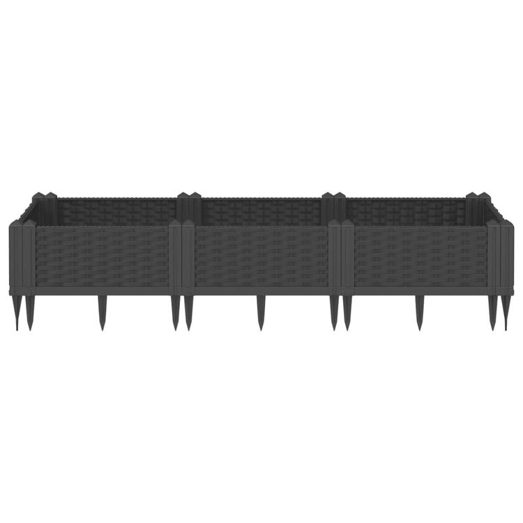 Boîte de planification Vidaxl avec broches 125x40x28,5 cm Black en polypropène
