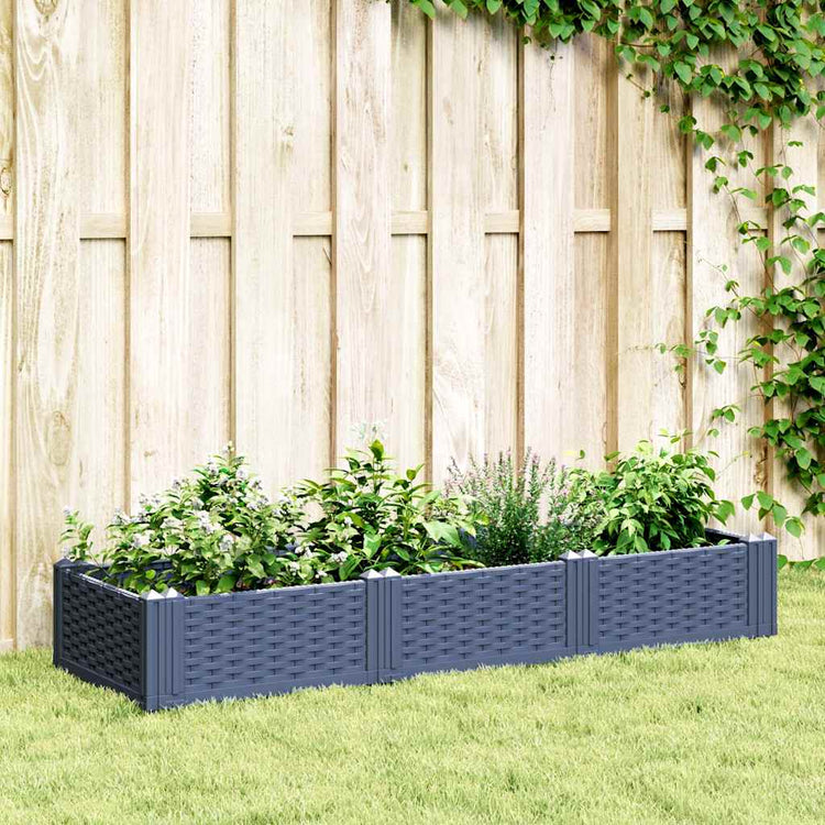 Planteur Vidaxl avec broches 125x40x28,5 cm Gray en polypropène
