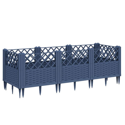 Planteur Vidaxl avec broches 123.5x43.5x43,5 cm Gray en polypropène