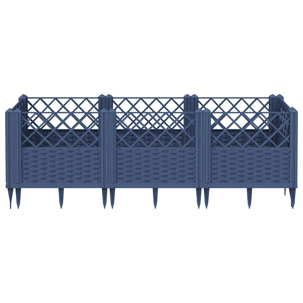 Planteur Vidaxl avec broches 123.5x43.5x43,5 cm Gray en polypropène