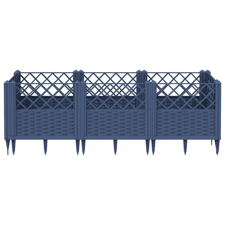 Planteur Vidaxl avec broches 123.5x43.5x43,5 cm Gray en polypropène