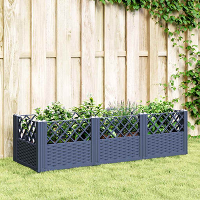 Planteur Vidaxl avec broches 123.5x43.5x43,5 cm Gray en polypropène