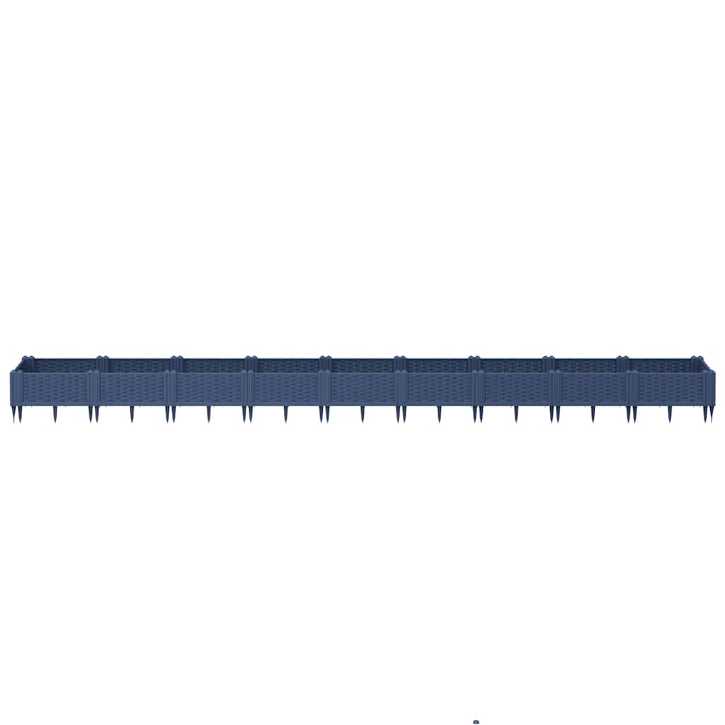 Planteur Vidaxl avec broches 362.5x42.5x28,5 cm Gris en polypropène