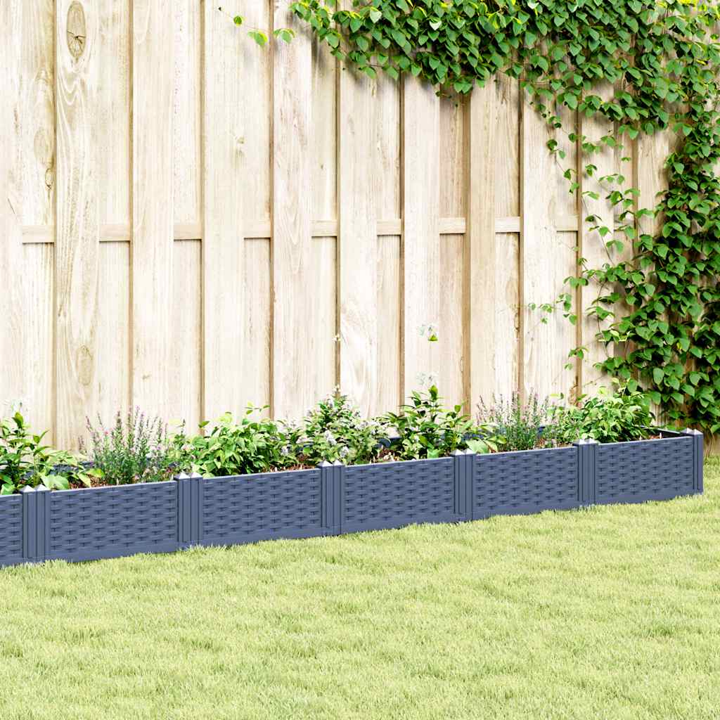 Planteur Vidaxl avec broches 362.5x42.5x28,5 cm Gris en polypropène