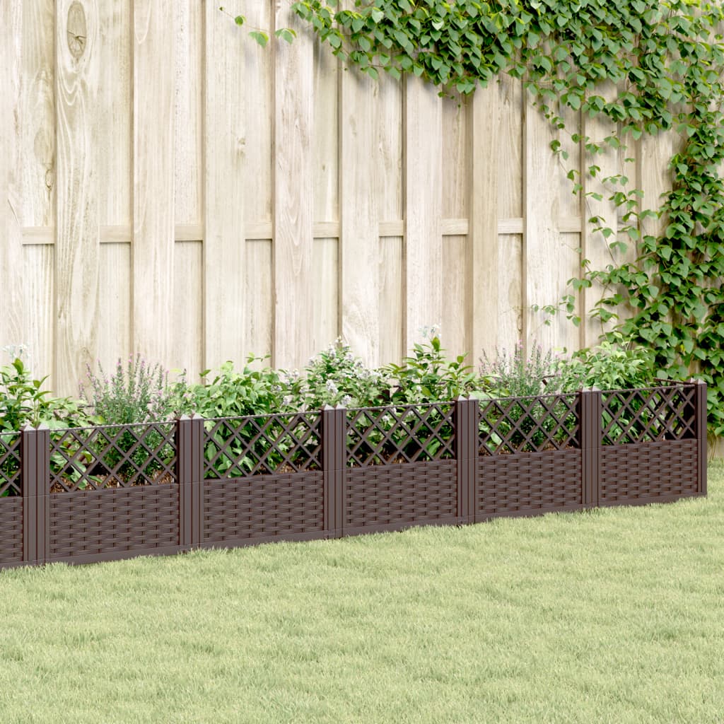 Planteur Vidaxl avec broches 363.5x43.5x43,5 cm Brun polypropène