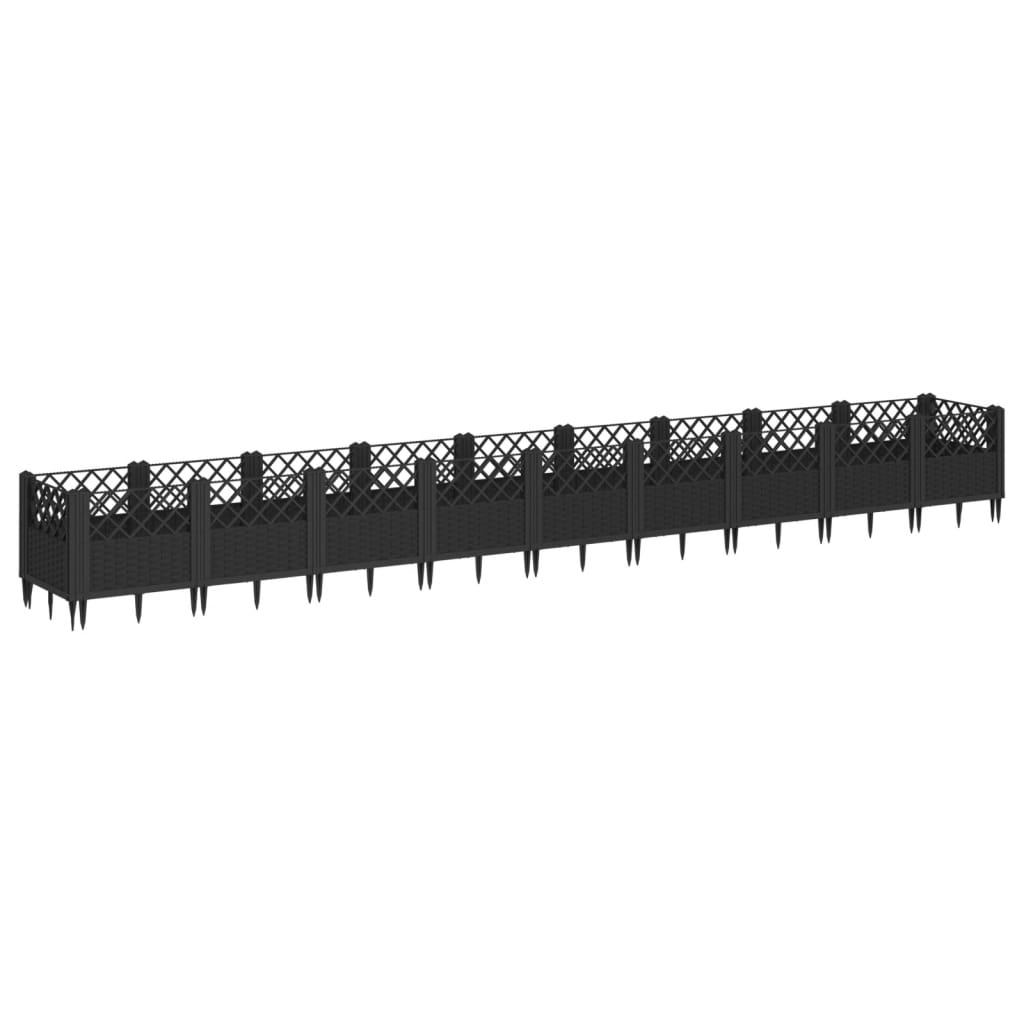 Boîte de planification Vidaxl avec broches 363.5x43.5x43,5 cm Black en polypropène
