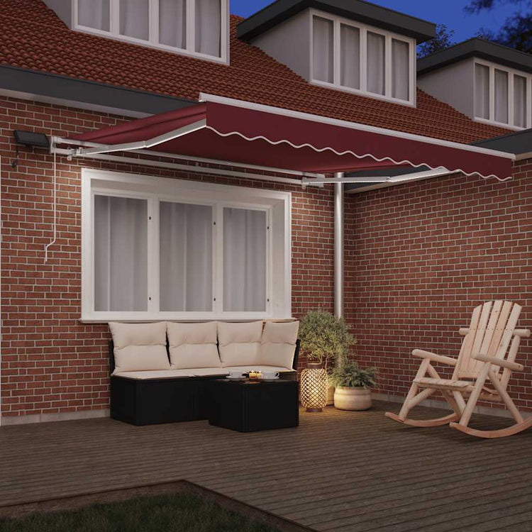 Store Vidaxx extensible manuellement avec LED 300x250 cm rouge bordeaux