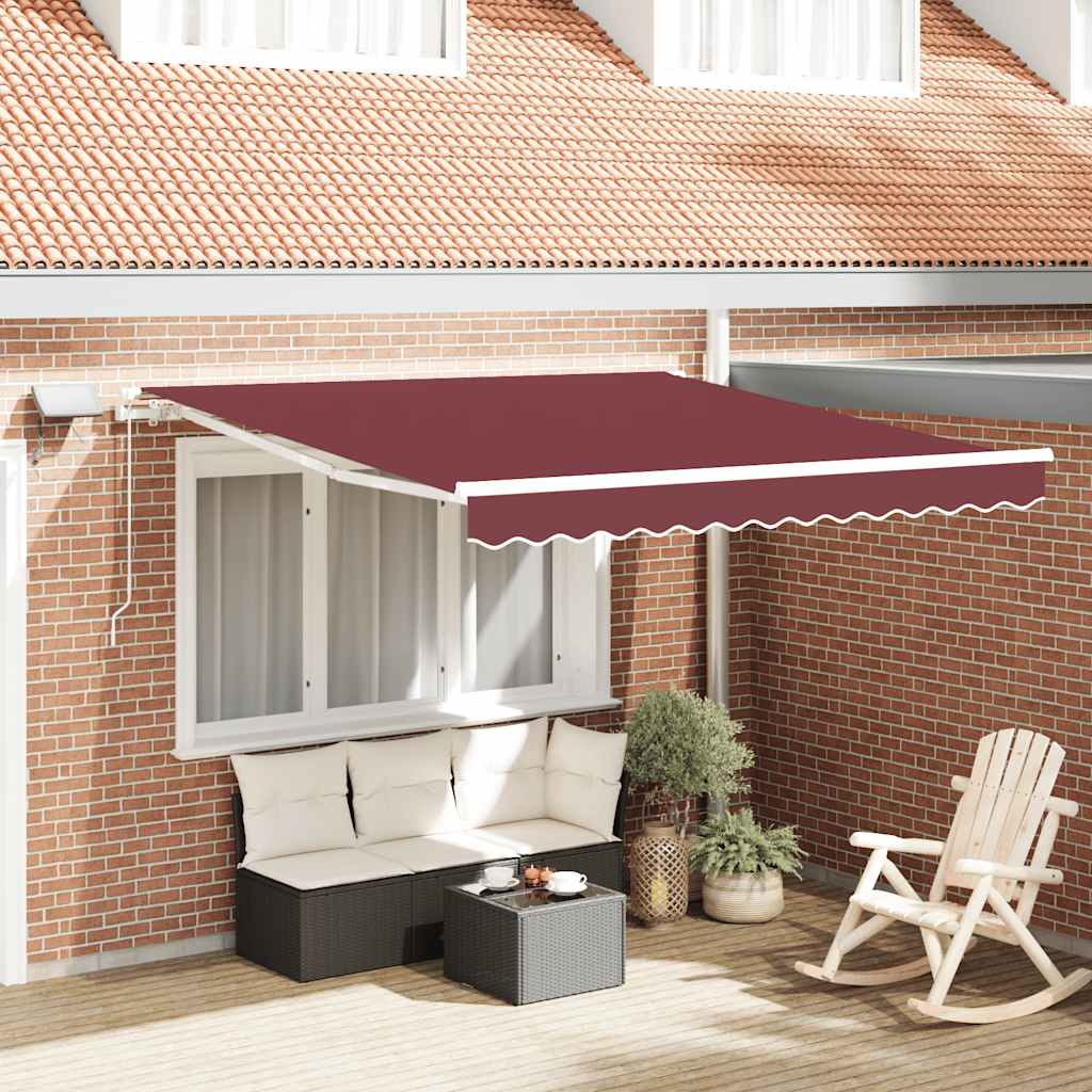 Store Vidaxx extensible manuellement avec LED 300x250 cm rouge bordeaux