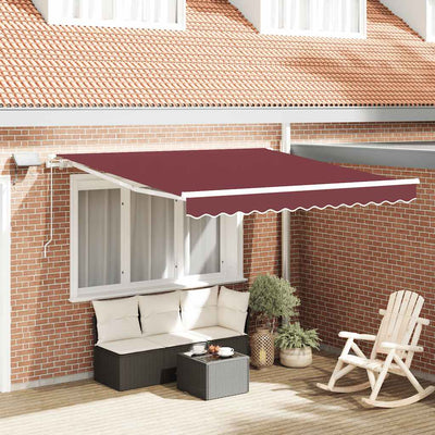 Store Vidaxx extensible manuellement avec LED 300x250 cm rouge bordeaux