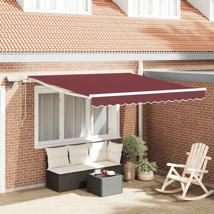Store Vidaxx extensible manuellement avec LED 300x250 cm rouge bordeaux