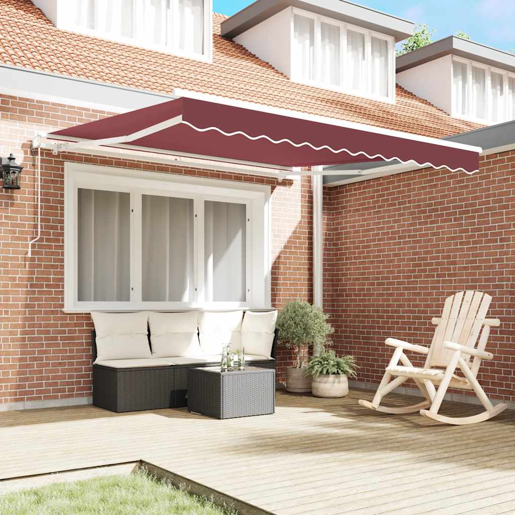 Auvent Vidaxx à extension automatique 300x250 cm rouge bordeaux