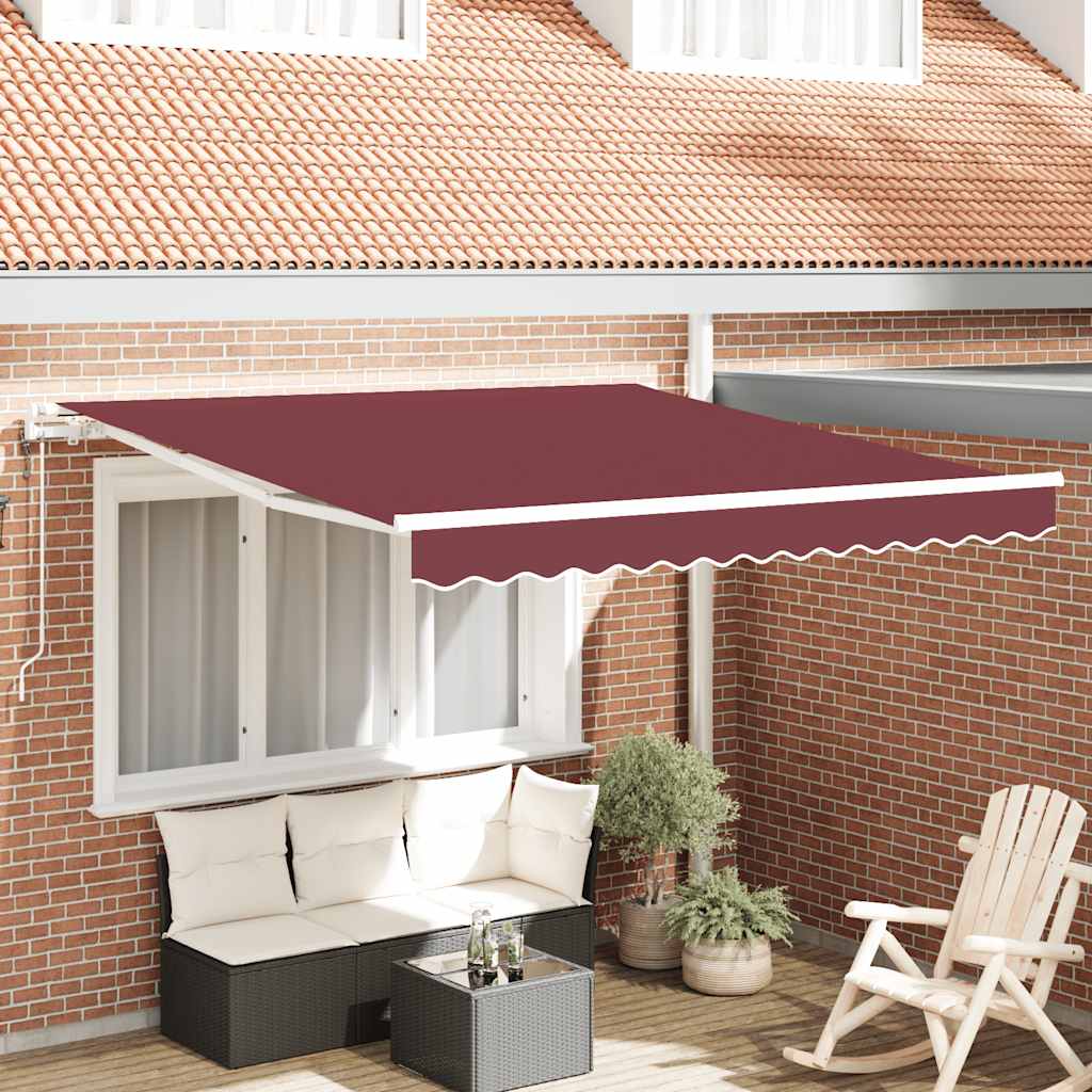 Auvent Vidaxx à extension automatique 300x250 cm rouge bordeaux