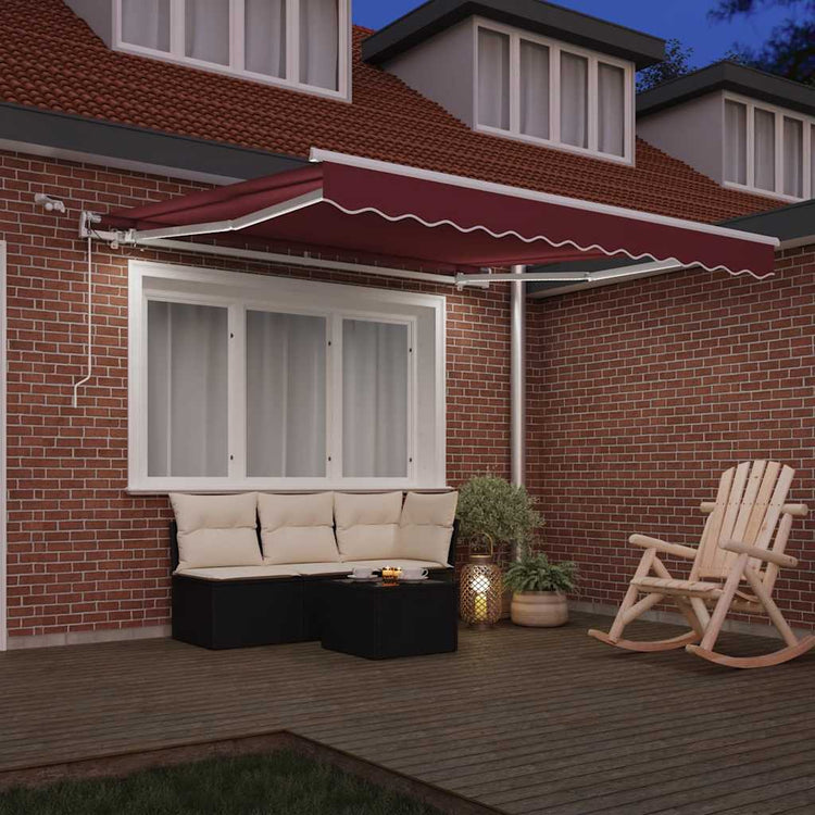 Store Vidaxx extensible automatiquement avec LED 300x250 cm rouge bordeaux