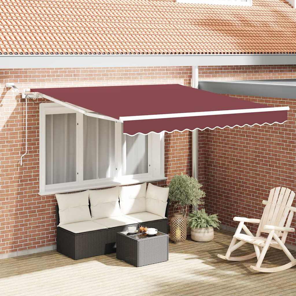 Store Vidaxx extensible automatiquement avec LED 300x250 cm rouge bordeaux