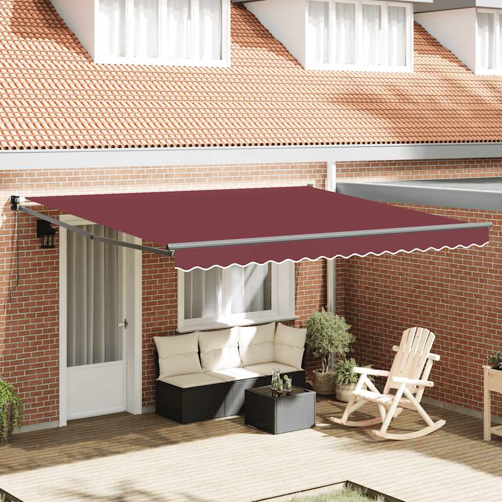 Auvent Vidaxx extensible manuellement 400x300 cm rouge bordeaux