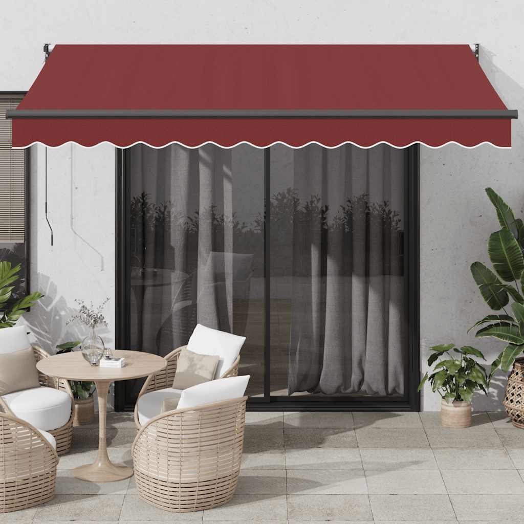 Auvent Vidaxx à extension automatique 350x250 cm rouge bordeaux