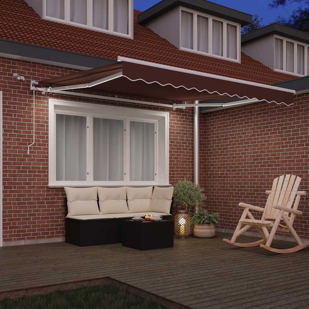 Auvent Vidaxx extensible automatiquement avec LED 300x250 cm marron