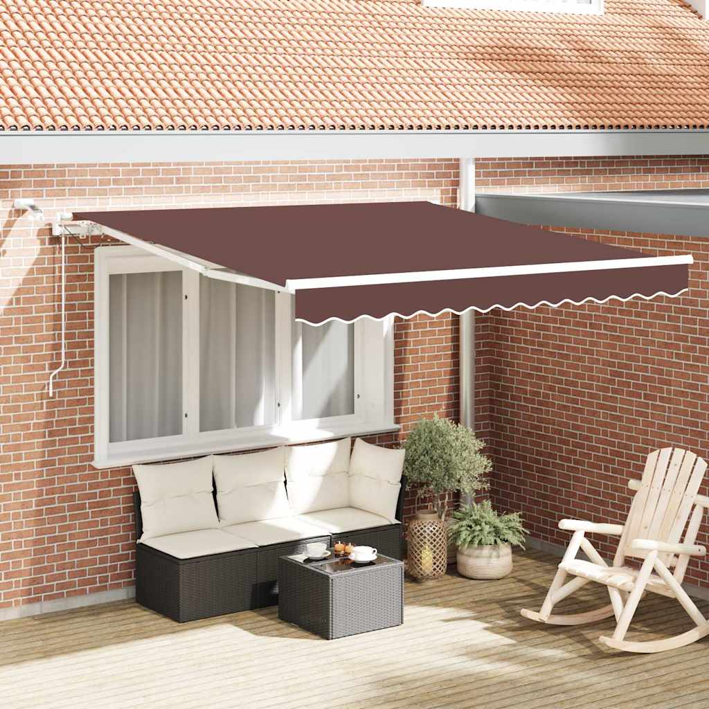 Auvent Vidaxx extensible automatiquement avec LED 300x250 cm marron