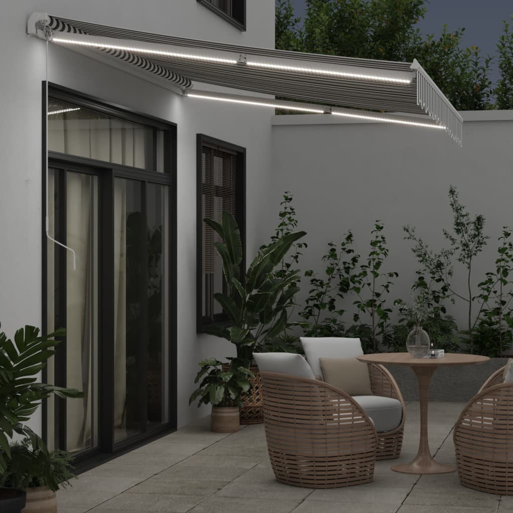 Store Vidaxx extensible manuellement et LED 350x250 cm anthracite et blanc