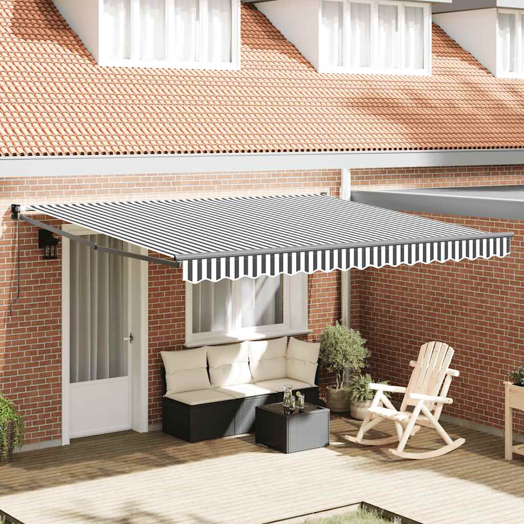 Auvent extensible Vidaxx 4x3 m tissu et aluminium anthracite et blanc