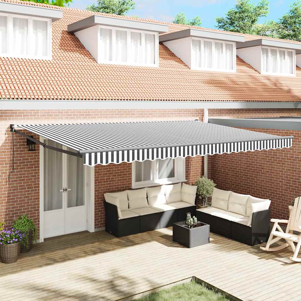 Auvent extensible Vidaxx 5x3 m tissu et aluminium anthracite et blanc