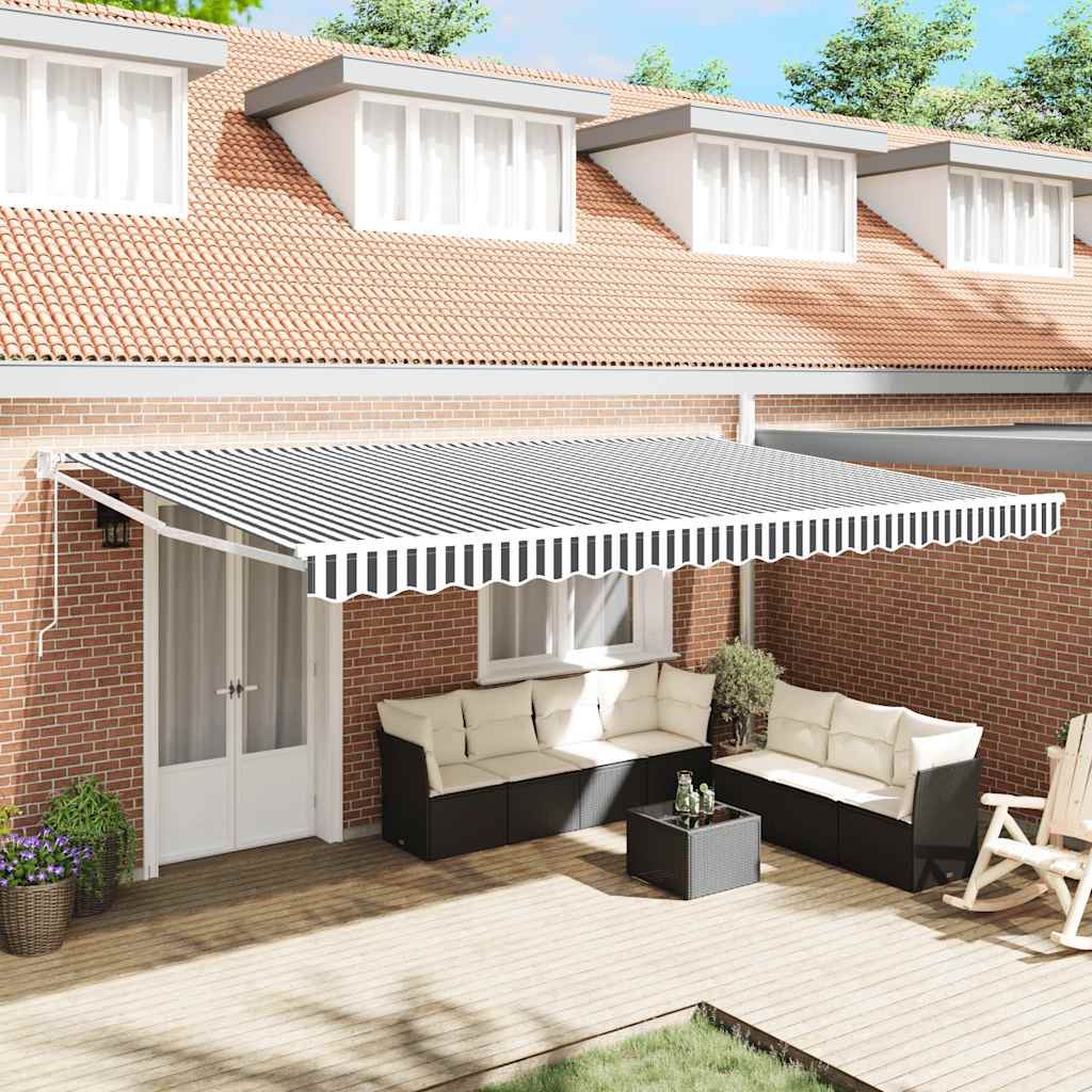 Auvent extensible Vidaxx 5x3 m tissu et aluminium anthracite et blanc